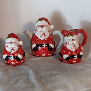 Santa Claus Ho Ho Ho Ceramic 3 Piece Tea Set